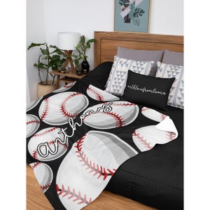 Baseball Custom Name Blanket Baseball Throw Blanket Baseball Fleece Blanket Baseball Adult Blanket Baseball Kid Blanket Baseball Gift