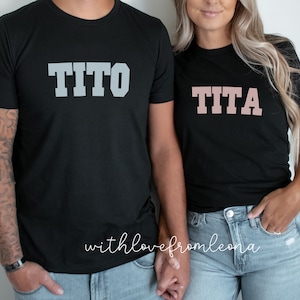 Filipino Tita and Tito Matching Shirts, Varsity Style Gender Reveal Shirts, Tita Shirt, Tito Shirt, Baby Announcement Shirt,New Parents Gift
