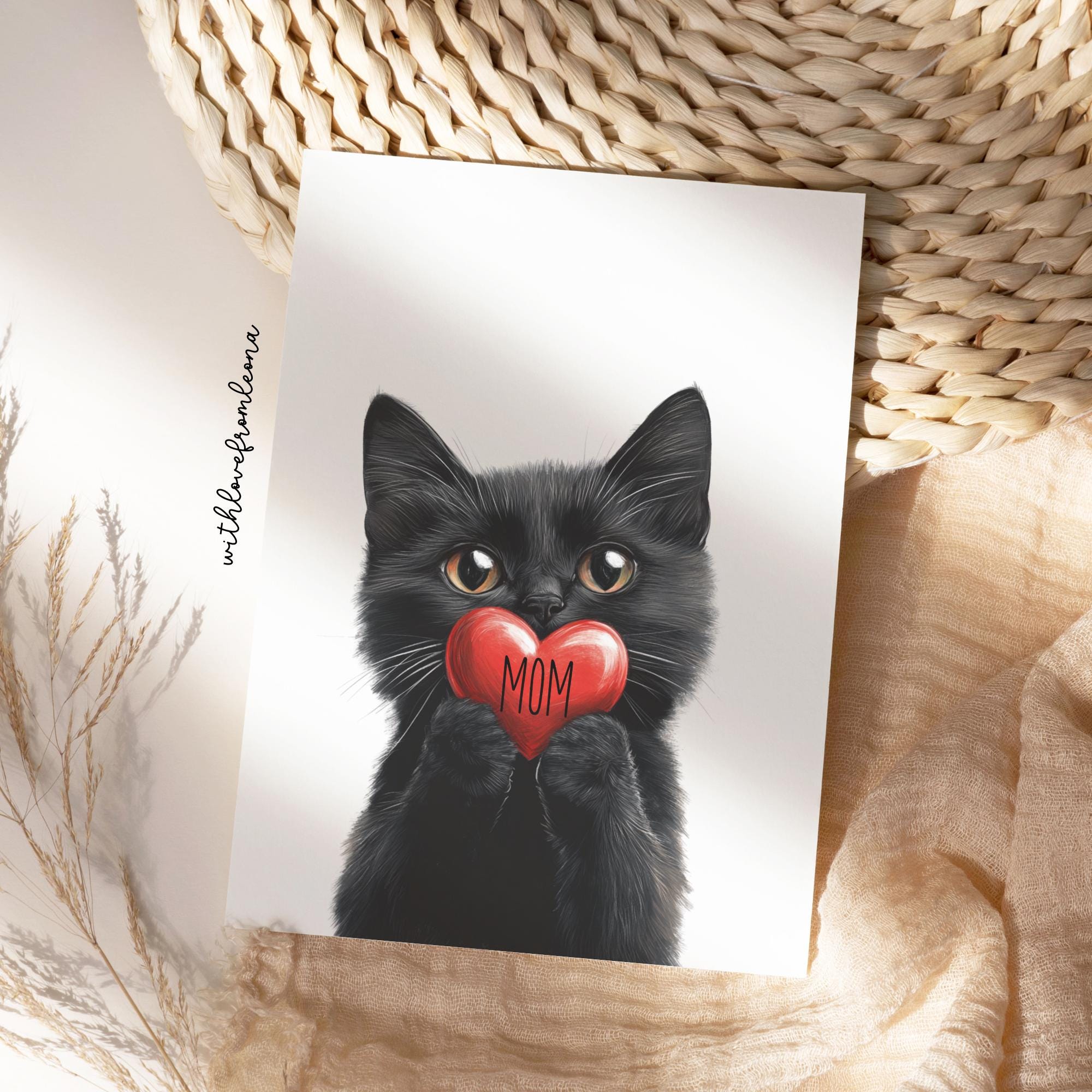 Black Cat Mothers Day Greeting Card Card From the Cat for Groomers Vets ...