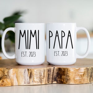 Papa Mimi Grandparents Gift, Personalized Grandparents, Mimi Papa Mug, Gender Reveal Gift, New Grandparents Gift,Pregnancy Announcement Gift