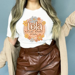 Custom Lola Shirt With Grandkids Names Philippine Shirt Filipina Grandma Tees Mother&#39;s Day Gift Lola Wildflowers TShirt Filipino Family Gift