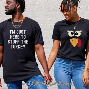 Matching Thanksgiving Couples I'm With The Turkey T-Shirt Matching Thanksgiving Couples I'm With The Turkey T-Shirt