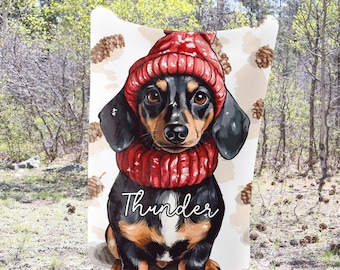 Dachshund Dog Winter Throw Blanket Dachshund Adult Kid Blanket Dachshund Custom Name Gift Dachshund Owner Gift