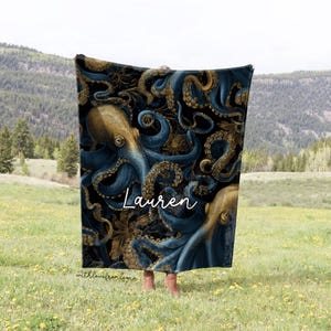 Octopus Blanket Octopus Throw Blanket Octopus Blanket Gift Octopus Gift Her Him Octopus Custom Name Gift