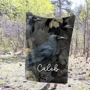 Crow Blanket Crows Throw Blanket Fleece Blanket Crow Adult Kid Blanket Crows Gift Her Him Crow Custom Name Gift