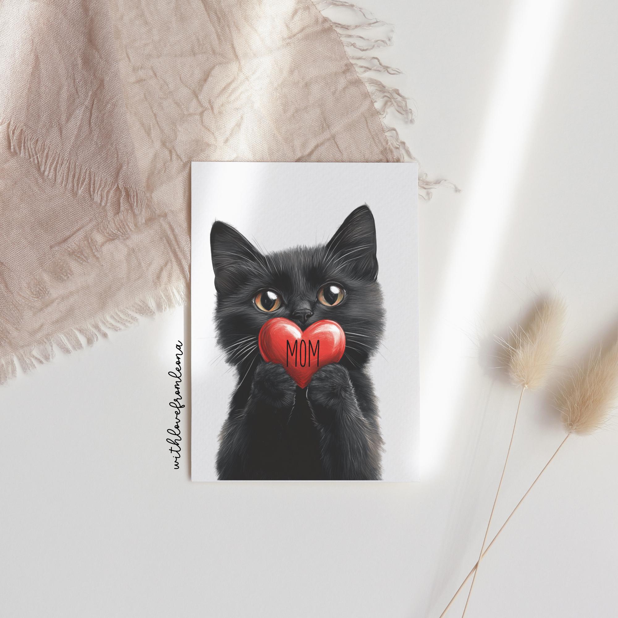 Black Cat Mothers Day Greeting Card Card From the Cat for Groomers Vets ...