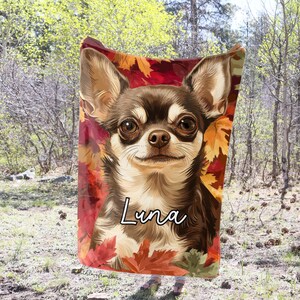 Chihuahua Dog Fall Throw Blanket Chihuahua Dog Adult Kid Blanket Chihuahua Custom Name Gift Chihuahua Owner Gift