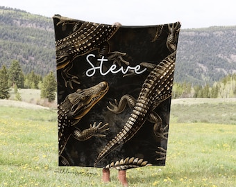 Crocodiles Blanket Crocodile Throw Blanket Fleece Blanket Crocodiles Adult Kid Blanket Crocodiles Gift Her Him Crocodile Custom Name Gift