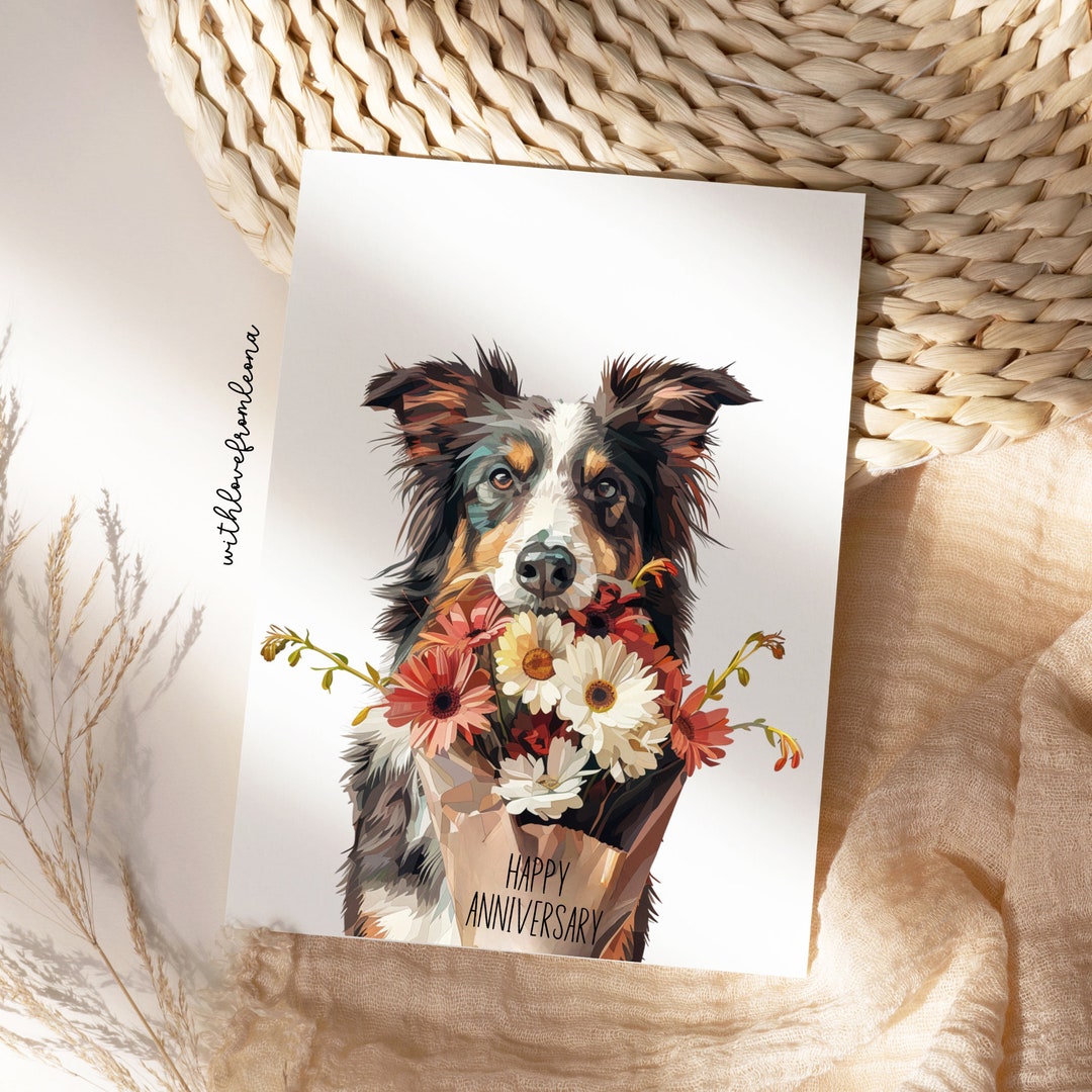 Collie Dog Anniversary Greeting Card From the Dog for Wedding and