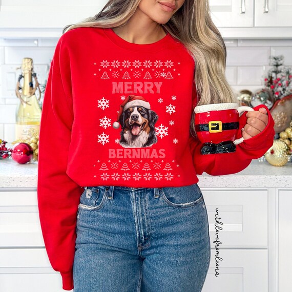 Bernese mountain dog christmas sweater best sale