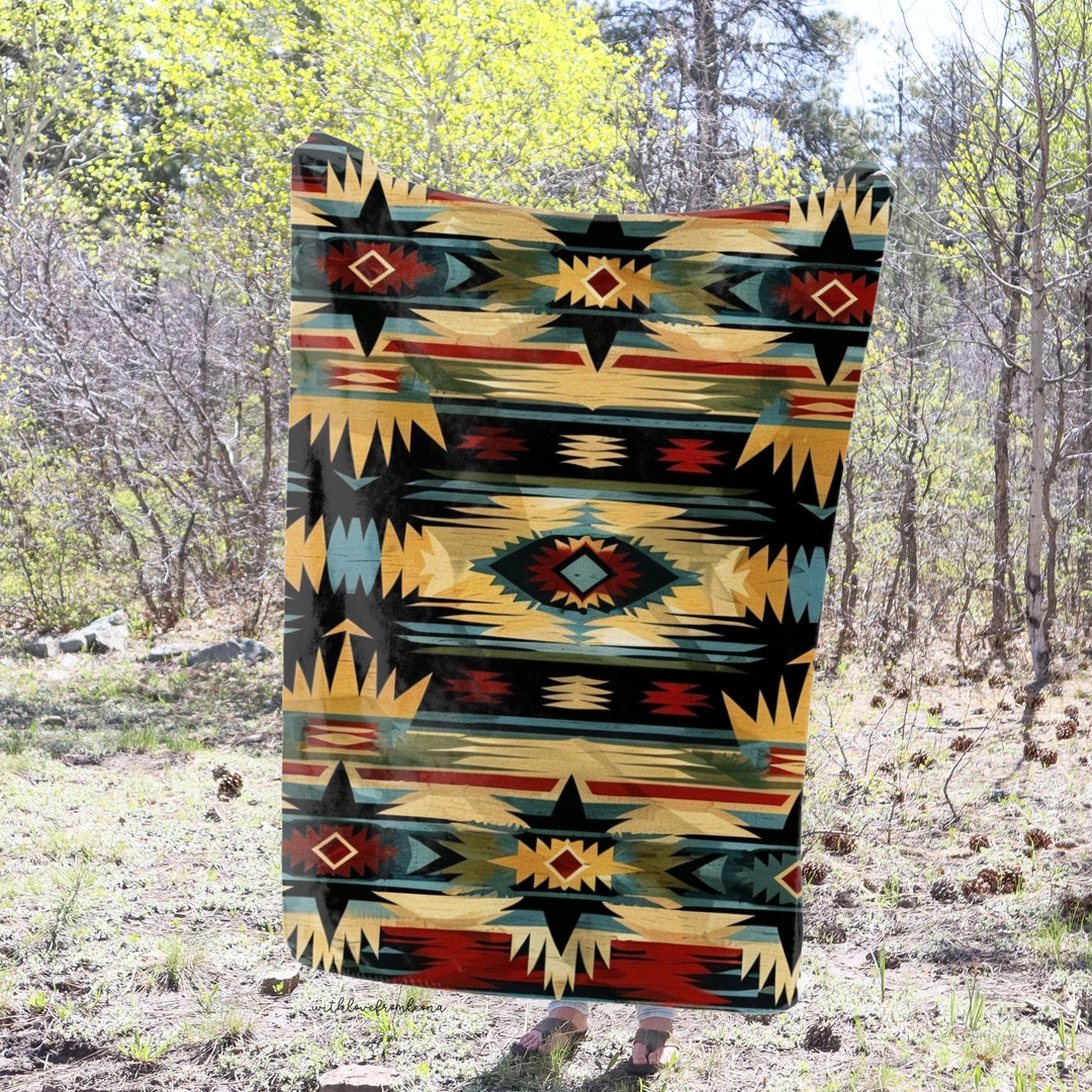 Native American Throw Native American Navajo Blanket Throw Blanket Native Heritage Fleece ...