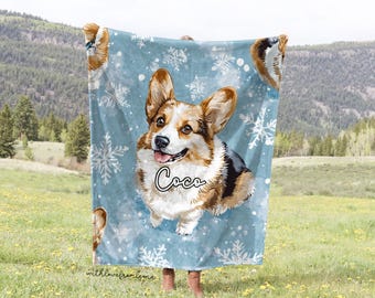 Pembroke Welsh Corgi Dog Winter Throw Blanket Corgi Adult Kid Blanket Corgi Custom Name Gift Corgi Owner Gift