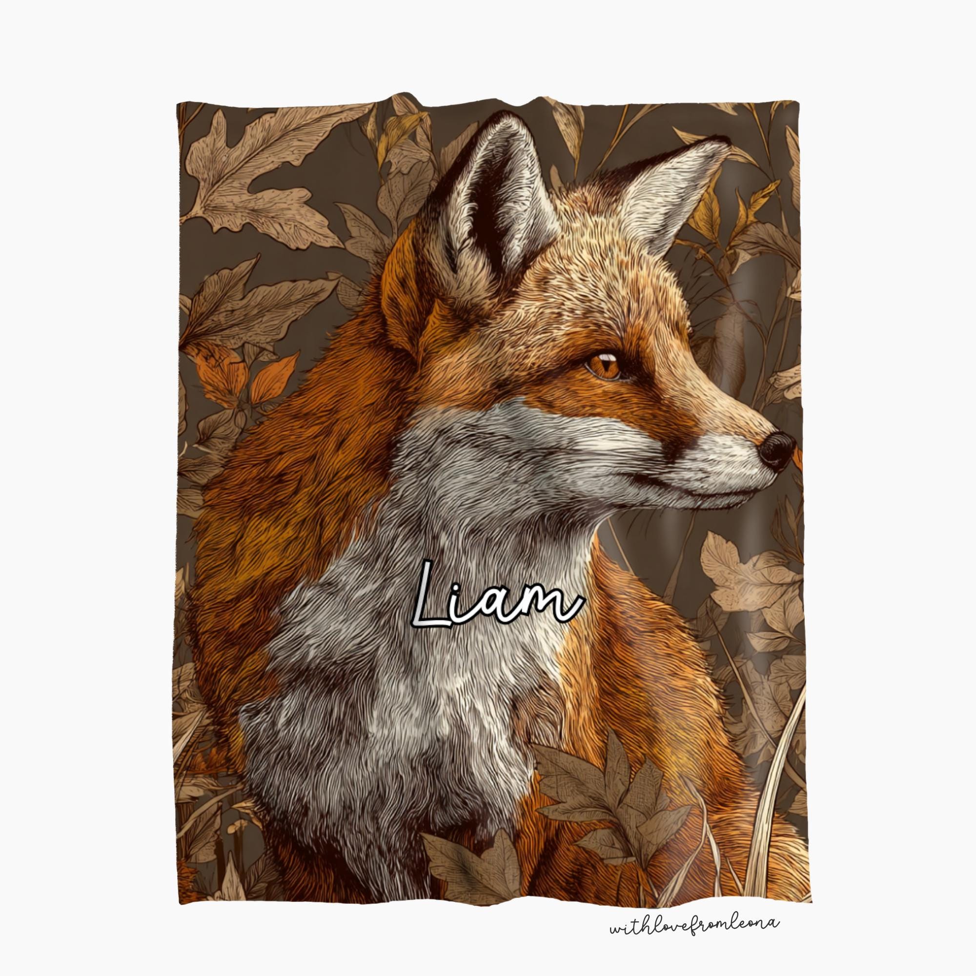 Fox Blanket Personalized Throw Blanket Fox Adult Kid Blanket Panda Gift Her Him Fox Custom Name Gift