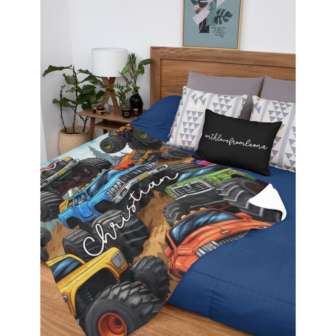 Monster Truck Blanket Monster Truck Throw Blanket Monster Etsy