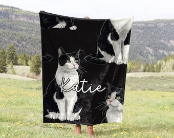 Tuxedo Cat Blanket Tuxedo Cat Throw Blanket Fleece Blanket Tuxedo Cat Adult Kid Blanket Tuxedo Cat Gift Her Him Tuxedo Cat Custom Name Gift