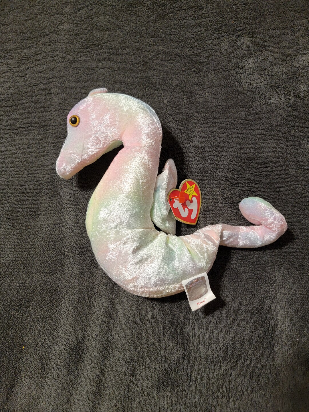 TY Beanie Baby Neon 1999 Rainbow With Tag Seahorse Etsy