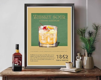 Old Fashioned Cocktail Print: Vintage Whiskey Bar Art (Digital Download)