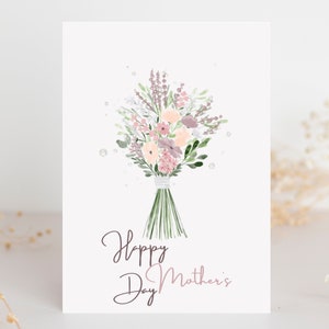 Cartão de Dia das Mães Buquê floral para o Dia das Mães Feliz Dia das Mães Cartão elegante para o Dia das Mães Cartão simples para a ideia de presente da mãe Flores para o Dia das Mães