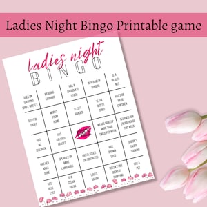 Bingo para la noche de chicas, juegos para la noche de chicas, juego para la noche de chicas, ideas para despedidas de soltera, juego de bingo imprimible, juego para fiestas de pijamas, digital