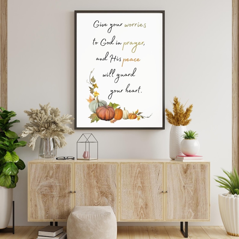 Christian Scripture Wall Art: Autumn Pumpkin Watercolor (digital ...