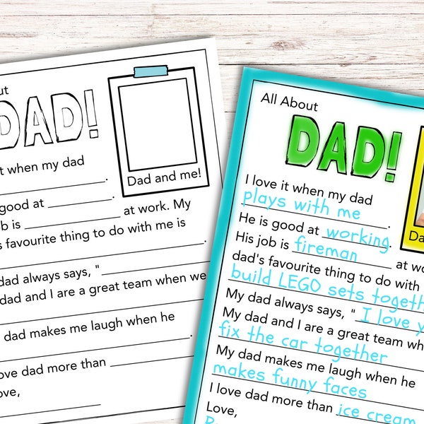 Father's Day Coloring Page Father's Day Craft Father's Day Fill-in-the-Blank Page for Children Teacher Resources Homeschooling Activities