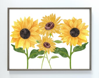 Sunflower Watercolor Painting: Autumn Wall Art (Digital Download)