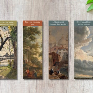 Aquarell Lesezeichen Alte Zeit Sprüche Lesezeichen Vintage Landschaft Kunst Malerei Lesezeichen Illustrative Aquarell Ästhetik Lesezeichen 4er Set
