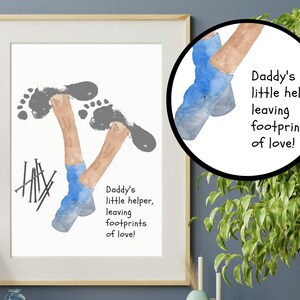 Fathers Day Craft for Children, Footprint Art from Kids: Printable Father's Day Card Gift from Kids | Grandpa Birthday, Baby Handprint | DIY
