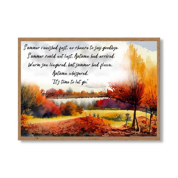 Autumn Fall Forest | Landscape | Vintage, Rustic | Watercolor Painting | Digital Download Printable | Art Prints | Original Poem