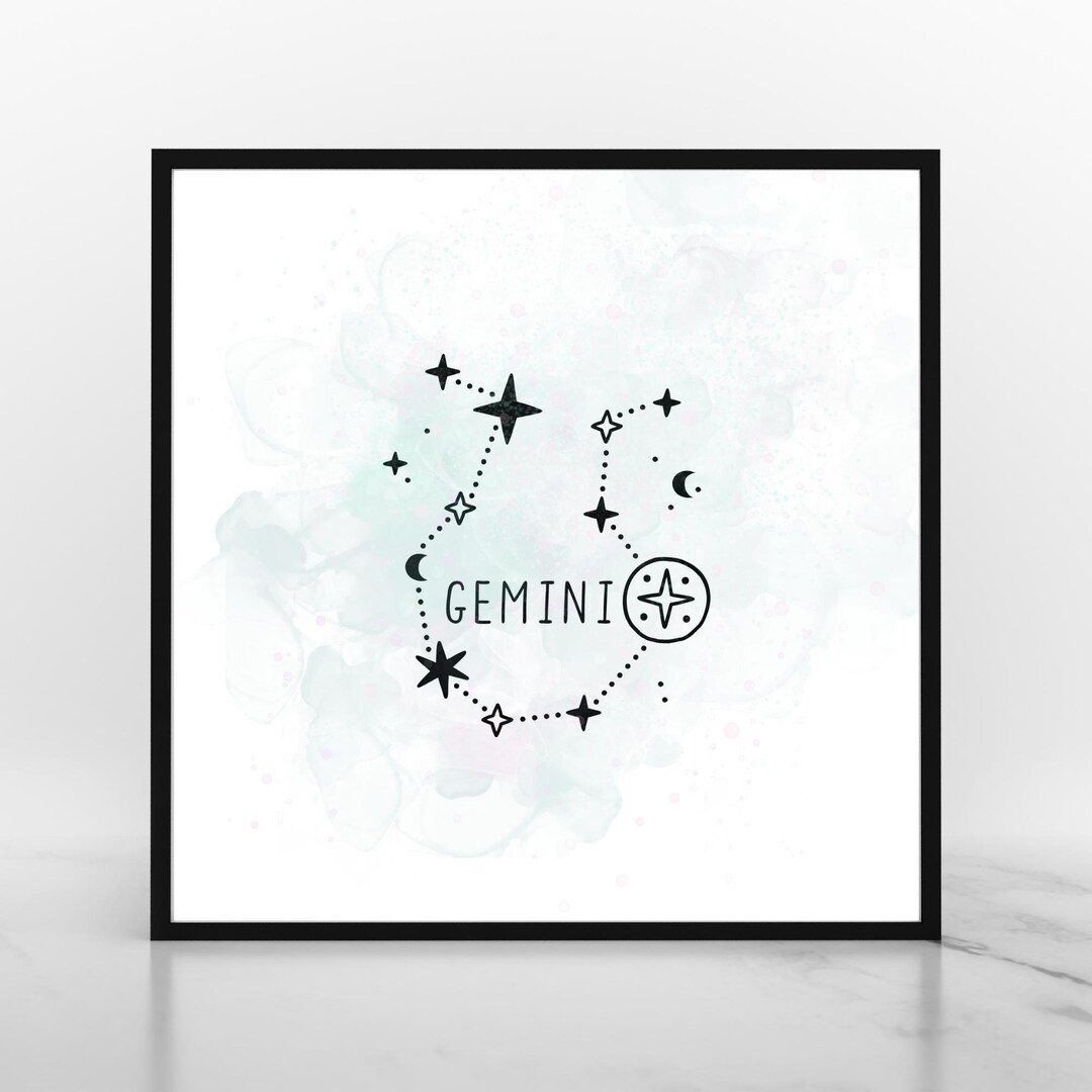 Gemini Constellation Watercolor Art Print: Zodiac Star Sign (digital ...