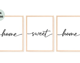 Home Sweet Home Print Set: Minimalist Living Room Decor (Digital Download)