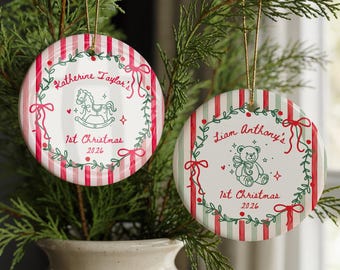 First Christmas Ornament Baby Boy or Girl, Personalized Name Newborn Keepsake for 1st Xmas