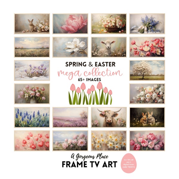 Spring Easter Frame TV Art, Frame Tv Spring Art, Easter Bunny Lamb Floral, Cross  Landscapes Samsung Artwork Bundle Set, Frame TV Art Store