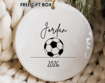 Minimalist Soccer Ornament, Personalized Futbol Ornament, Custom Player Gift for Boys or Girls