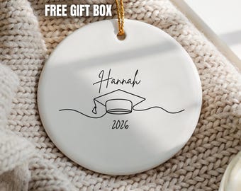 Graduation Ornament Personalized Graduation Gift With Name Custom High School Senior Christmas Keepsake Custom Grad Cap Holiday 2026 Grad