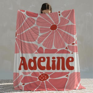 Personalized Custom Kids Flower Retro Blanket with Name Custom Birthday Anniversary Baby Name Blanket Gift Daughter Teen Girl Baby Shower