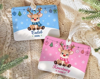 Personalized Reindeer Story Ornament, Kids Christmas Gift, Custom Name Holiday Keepsake 2026