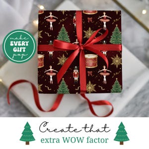 Nutcracker Ballet Personalized Wrapping Paper, Ballerina Custom Name Gift Wrap Roll