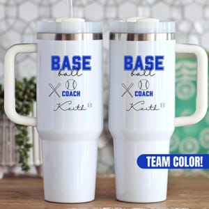 Baseball Coach Tumbler Custom Coach Appreciation Gift For Baseball Coach, Personalized 40oz Tumbler With Handle Softball Coach Travel Mug