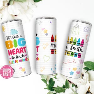 School Teacher Tumbler Gift Custom Teacher Appreciation Gift For Teacher, Teacher Crayon Tumbler With Straw Personalized Teacher Gift Cup