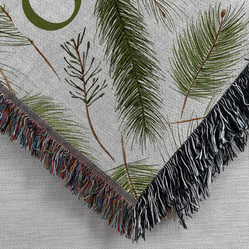 Personalized Christmas Name Blanket Woven Holiday Pine Tapestry Throw