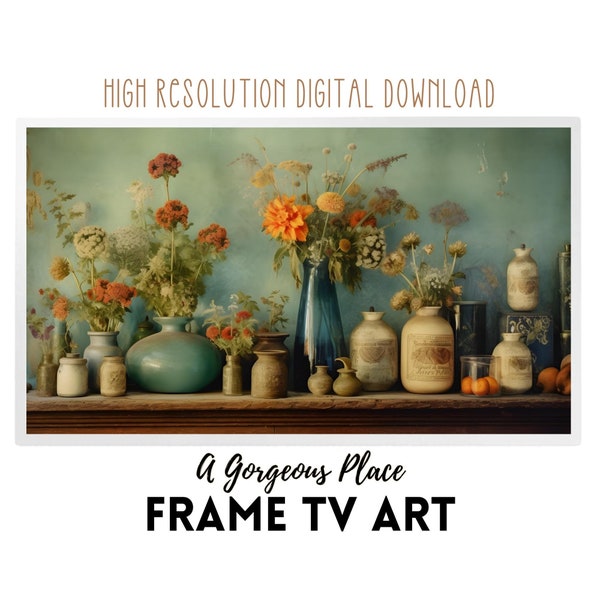 Frame TV Art | Summer Boho Floral Botanical  | Fall Samsung Frame TV Art | TV Art Vintage Spring Flowers Paintings for Frame TVs