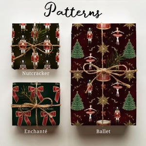 Nutcracker Wrapping Paper, Ballet Gift Wrap Set, Moody Holiday Paper Roll