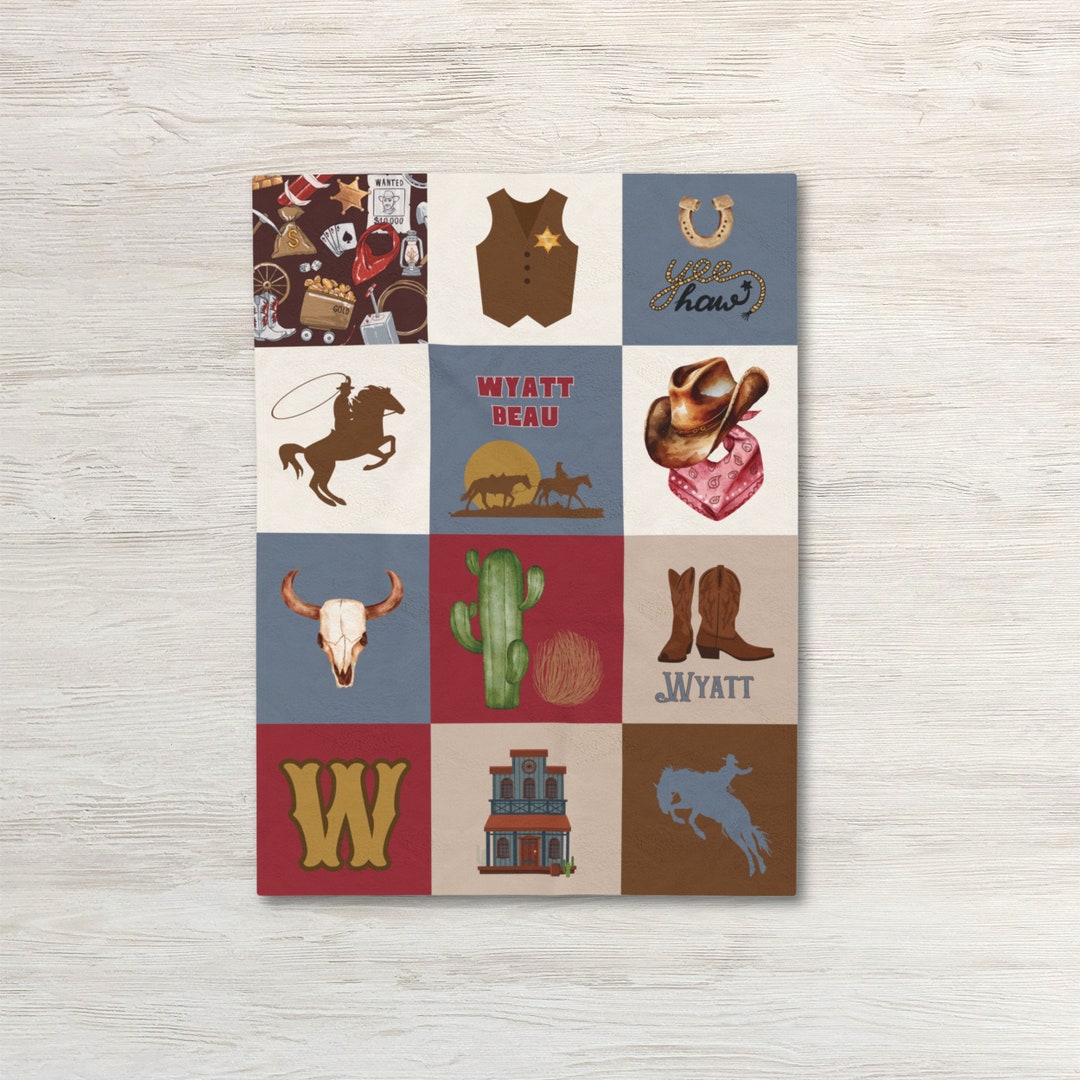 Custom Cowboy Baby Blanket (Double Sided) (Personalized-802968