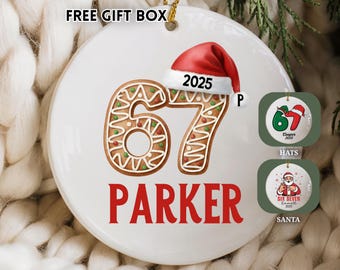 Personalized 67 Ornament, Funny Teen Meme Christmas Ornament, 2025 Trend Gift