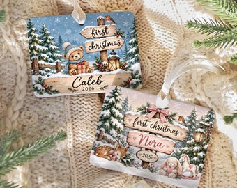 Baby First Christmas Story Ornament, Personalized Boy or Girl Keepsake, Custom Name Gift 2026