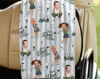 Personalized Golf Towel, Custom Photo Dad Gift from Kids, Father's Day Golfing Keepsake