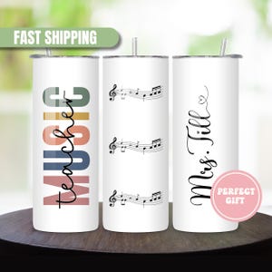 Music Notes Tumbler Gift For Music Teacher Appreciation End Of The Year Teacher Gift Tumbler Music Teacher Tumbler Personalized Name Tumbler