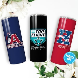 Personalized Cheer Mom 20oz Tumbler Custom Cheerleader Name and Team Logo Custom Colors Cheer Gift for Mom Cheer Travel Mug