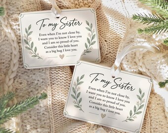 Sister Christmas Story Ornament, Meaningful Gift for Sister, Long Distance Sister Keepsake